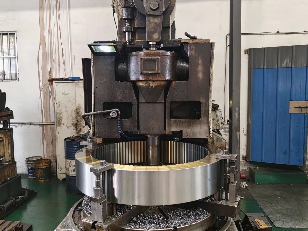 Gear shaping machine cutting internal teeth