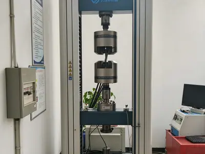 Tensile test specimen clamped in the machine