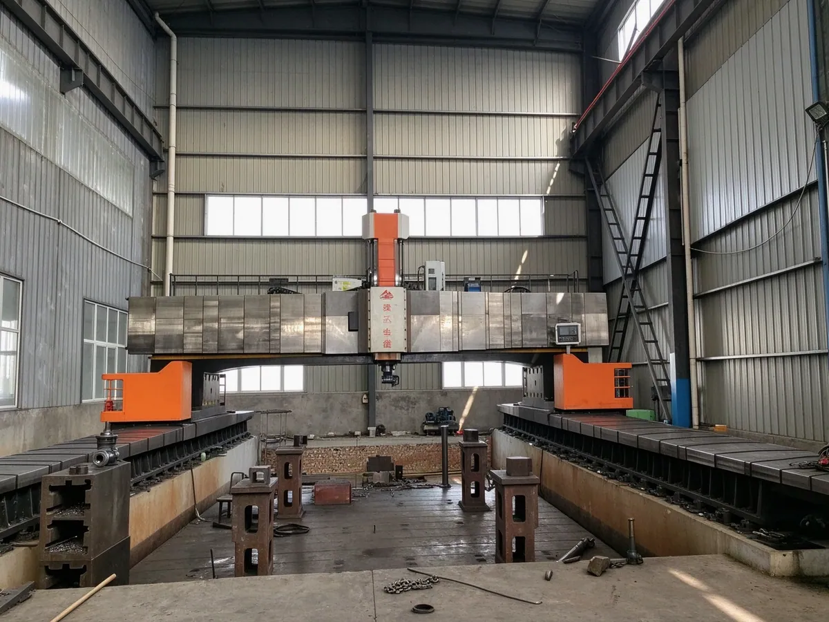 8 m CNC gantry machining center machining a large frame