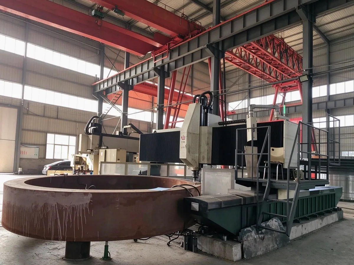 8 m CNC gantry mill machining a large fabrication